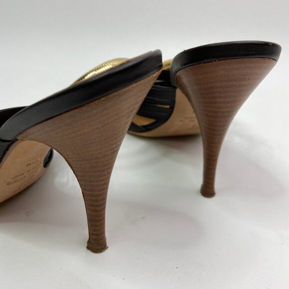 Giussepe Zanotti Pissi Sandal Heel Gladiator 36.5 Gold Strappy Leather - Picture 6 of 7